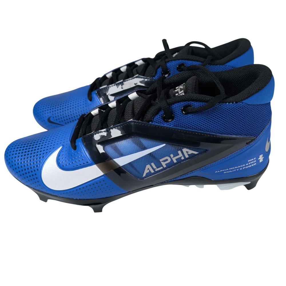 Nike Mens Size 12 Alpha Menace 4 Pro Football Cleats Blue Black FD7037-400 Sport